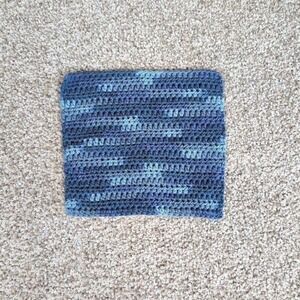 Handmade Crochet Washcloth Face‎ Cloth Blue Camo Variegated Cotton Kitchen Bath
